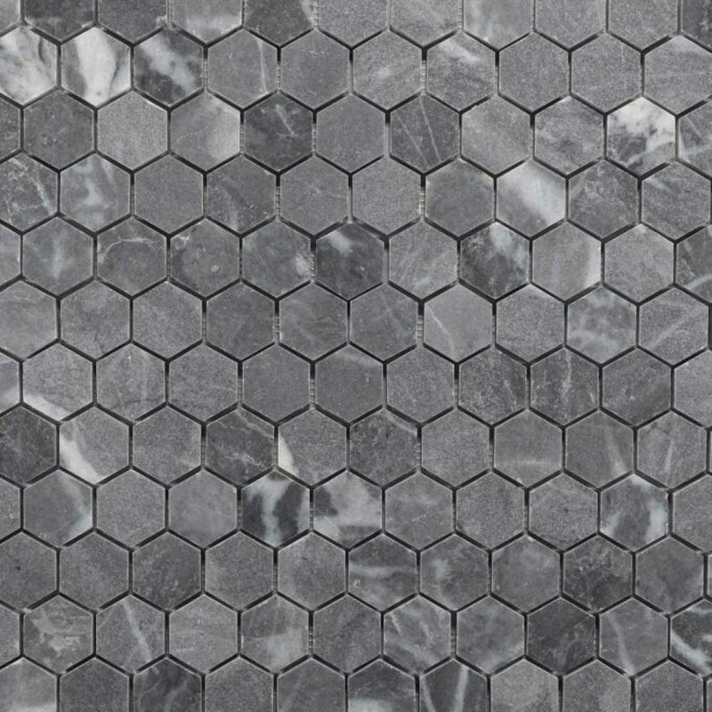 Honed Dark Blue De Savoie 2" Hexagon, Dark Blue