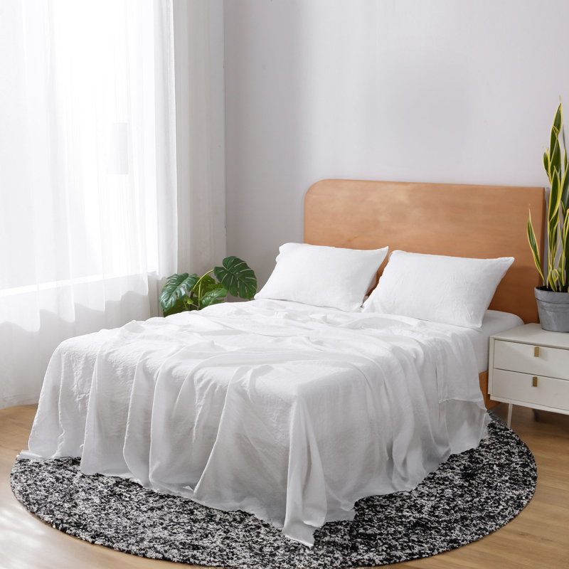 Ensemble de draps en lin blanc, King