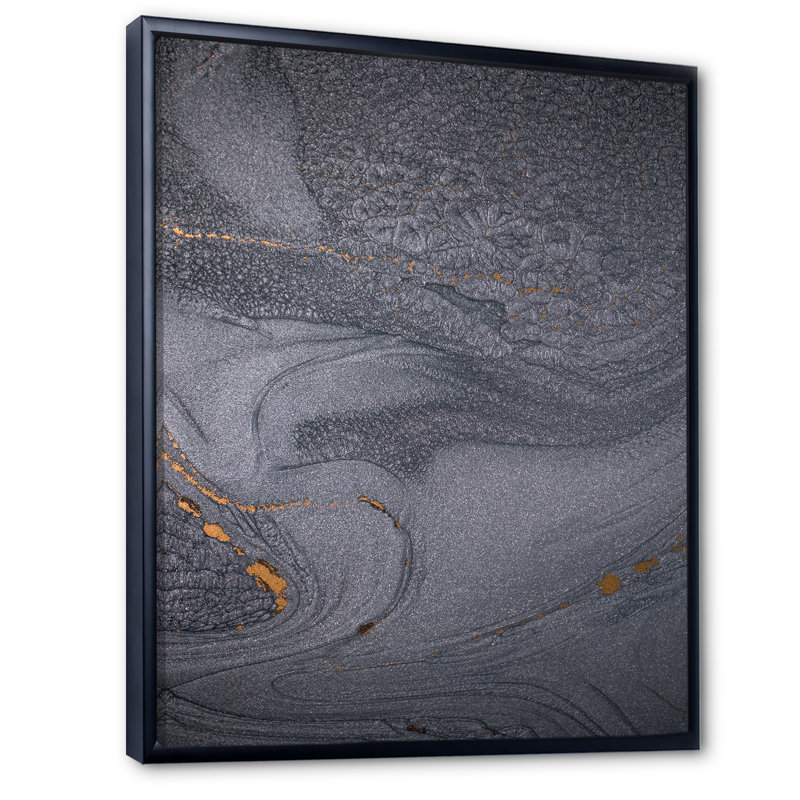 «Dramatic Grey», impression sur toile monochrome fluide moderne, H 20 po x l 12 po x P 1 po, Cadre flottant noir