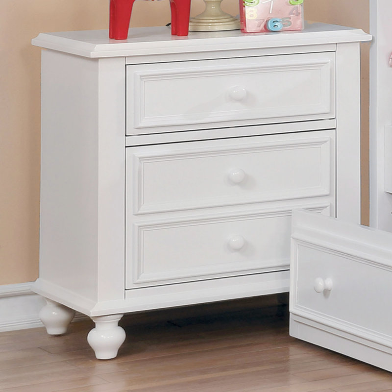 Wooden Nightstand With 2 Drawers, White