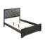 Lit simple avec revêtement gris métallique, éclairage à DEL, conception moderne, confortable et luxueuse pour tête de lit tapissier, fonctionnelle