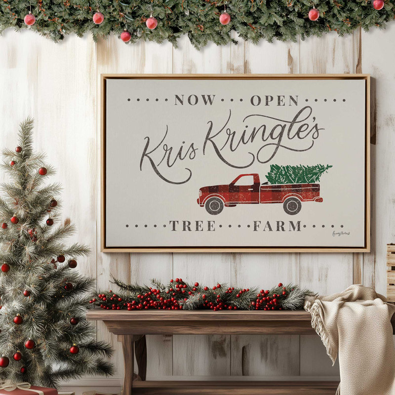 Kris Kringle's Tree Farm Print, Cadre flottant noir satiné, H 8,75 po x l 12,75 po x P 1,75 po