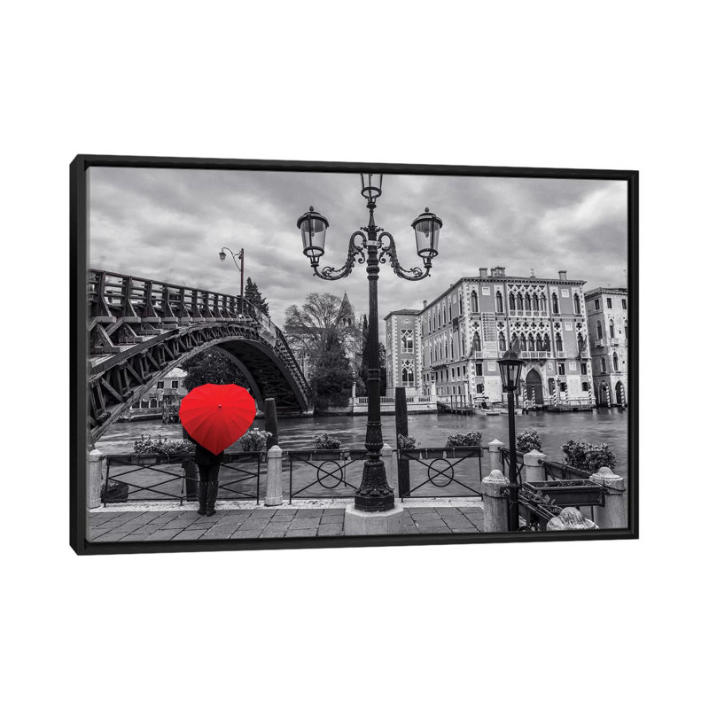 « venice xxi », impression sur toile, H 18 po x l 26 po x P 1,5 po, Toile avec cadre noir, Pas de tapis