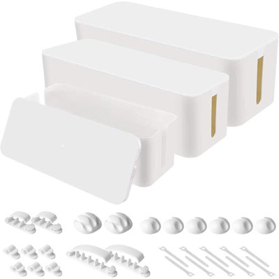 Boîte de rangement pour câbles, paquet de 3, blanc