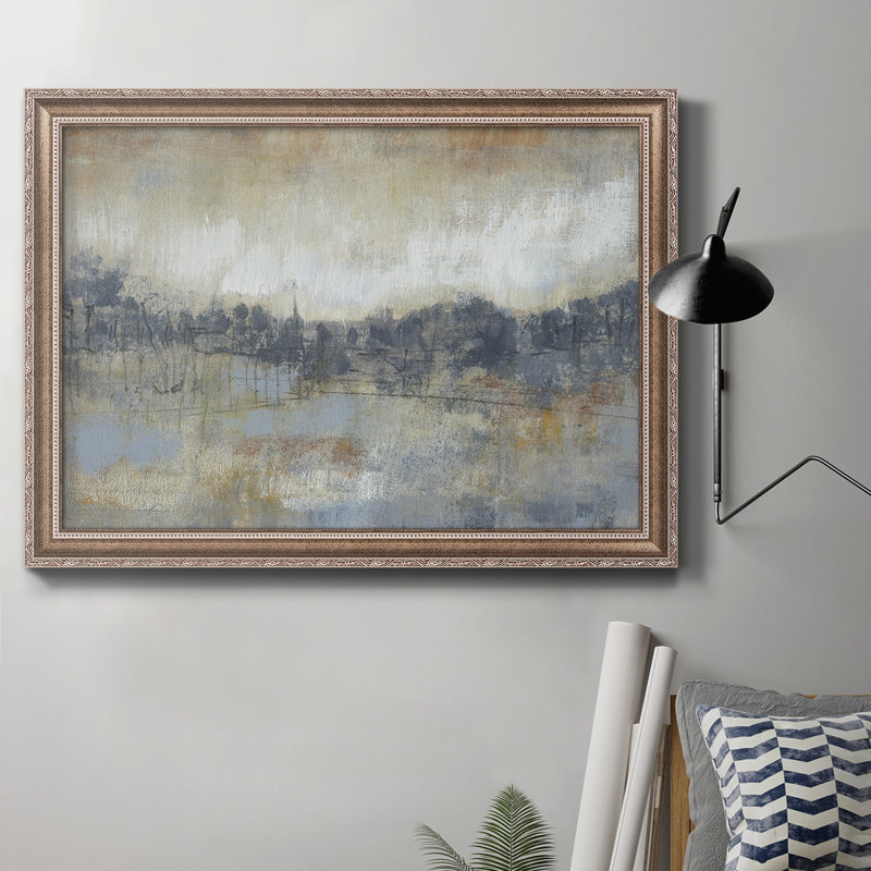 «Cool Grey Horizon I», peinture sur toile encadrée, H 18 po x l 27 po x P 2,5 po