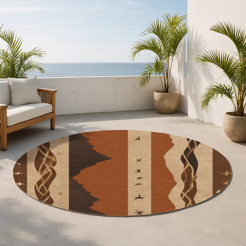 Tapis intérieur et extérieur Ripple Sands, Rond 5 pi