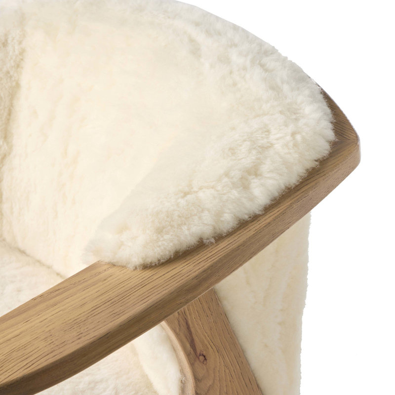 Fabian Chair-Cream Shearling, Aged Smoked Oak, Cream Shearling