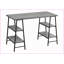 Bureaux, bureau d'ordinateur industriel L 47,25 po avec tablettes de rangement, stratifié gris et métal noir | gris | métal-1692081345