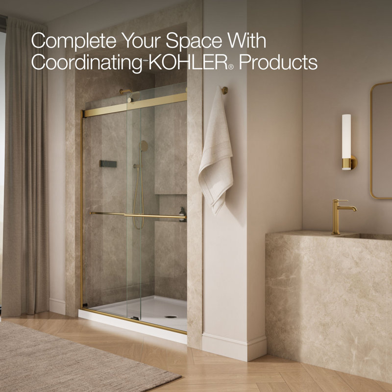 Levity Plus Less Sliding Shower Door, 81-5/8" H x 56-5/8 - 59-5/8" W, With 3/8" Thick Crystal Clear Glass, Bronze