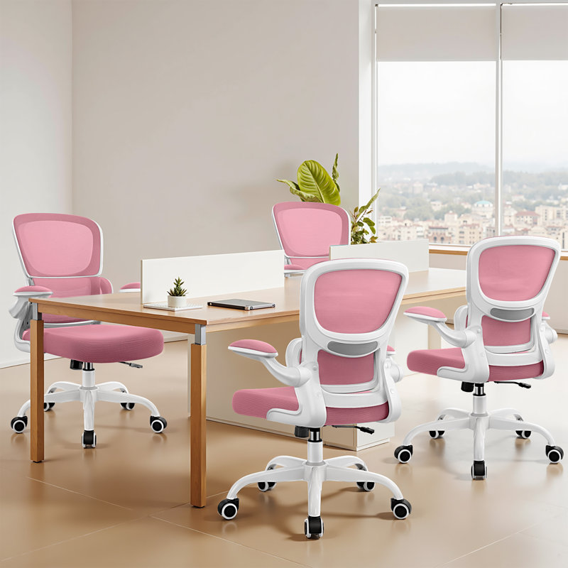 Dickens Ergonomic Mesh Task Chair, Pink/White