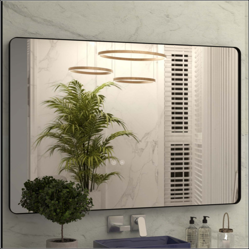 Miroir de salle de bain, 32 po x 40 po, Noir, Rectangulaire