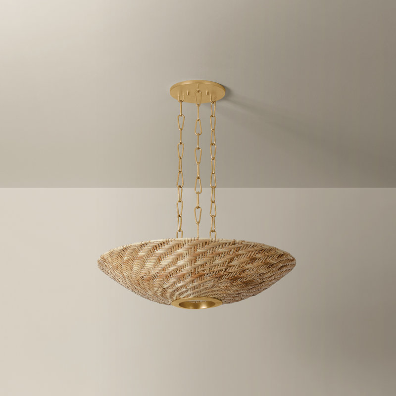 Ollie 28" 3-Light Wicker Pendant
