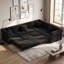 Canapé Chesterfield en L en velours avec lit escamotable et bordure dorée UnaSedoro-1014359940