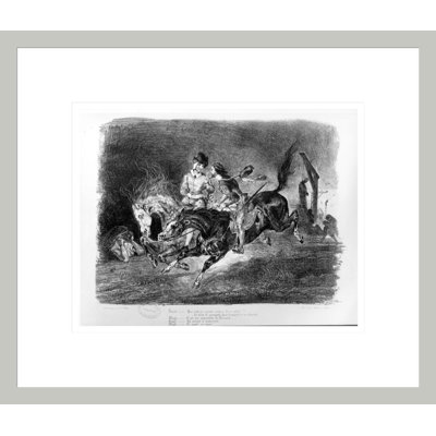 Mephistopheles and Faust riding in the Night Illustration for Faust by Goethe by Eugène Delacroix -Framed Giclee Print