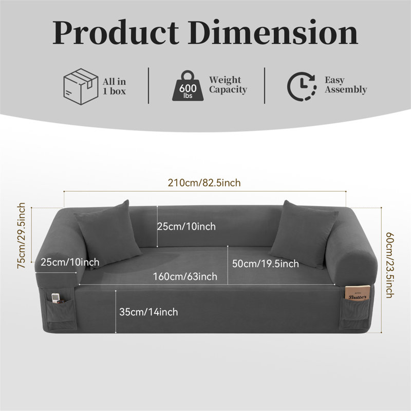 Spring Sofa With High-Quality Fabric, Gray