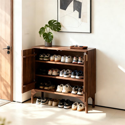 Rangement à chaussures en bois massif rétro