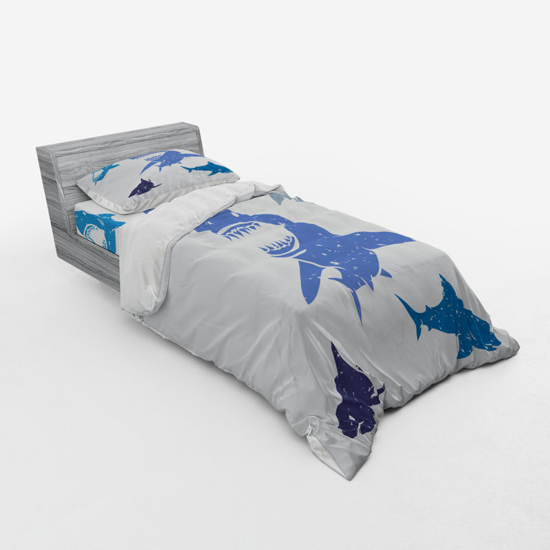 Ensemble de housse de couette moderne et contemporain en microfibre bleu royal