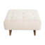 Repose-pieds carré rembourré en tissu de lin capitonné, pieds en bois massif, beige-122443003