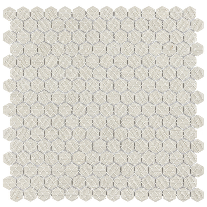Colemena 0.77" x 0.77" Porcelain Honeycomb Mosaic Wall & Floor Tile, Milky White