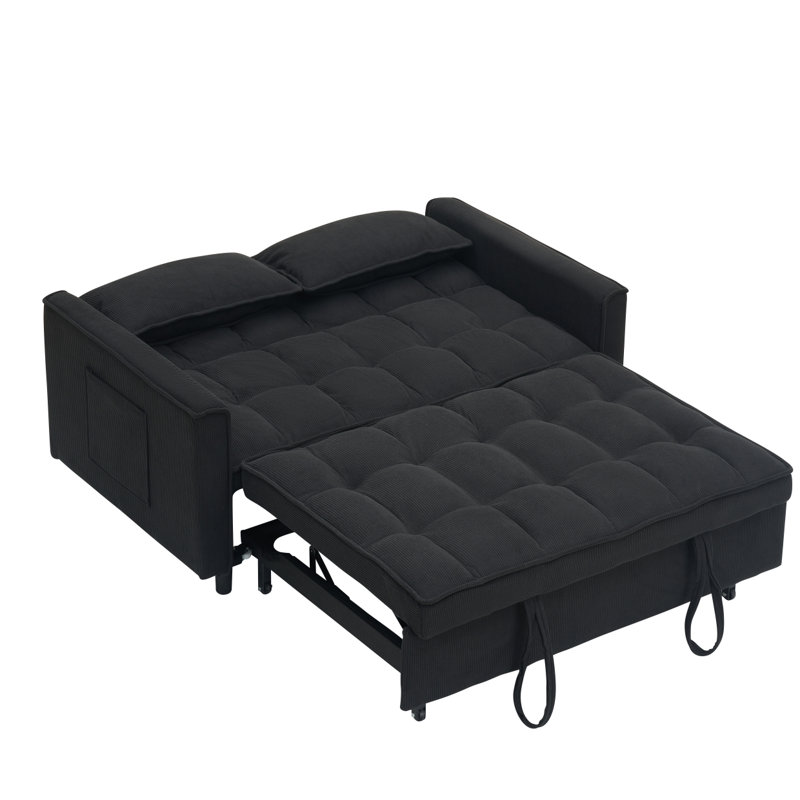 Machine à brocher moderne à double rembourrage 54,30 po Modern, Black Corduroy