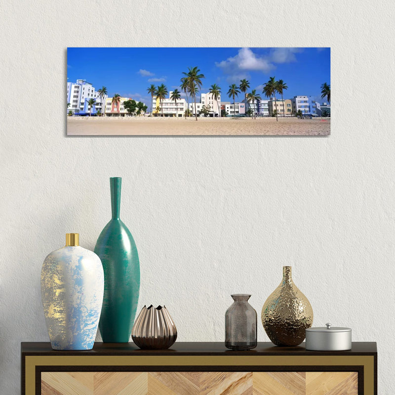 Miami Beach FL 1 Piece Wrapped Canvas Panoramic Wall Art, 30.48 cm H x 91.44 cm W x 1.91 cm D