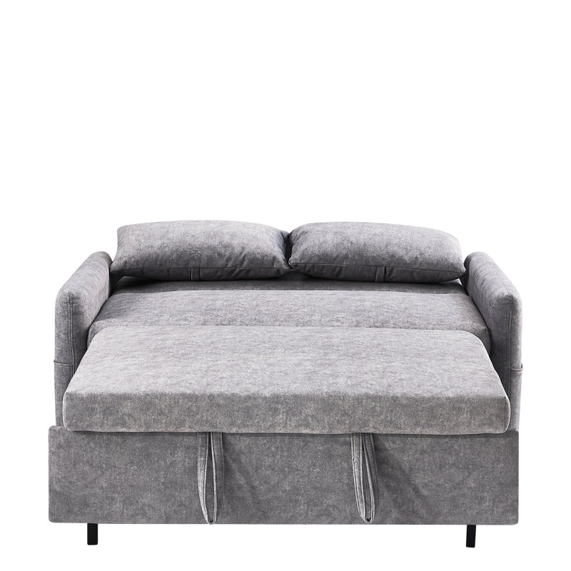 Lit escamotable gris confortable avec mousse haute réglable 55,1 po, ports, 2 coussins, teinte de rangement, Gris