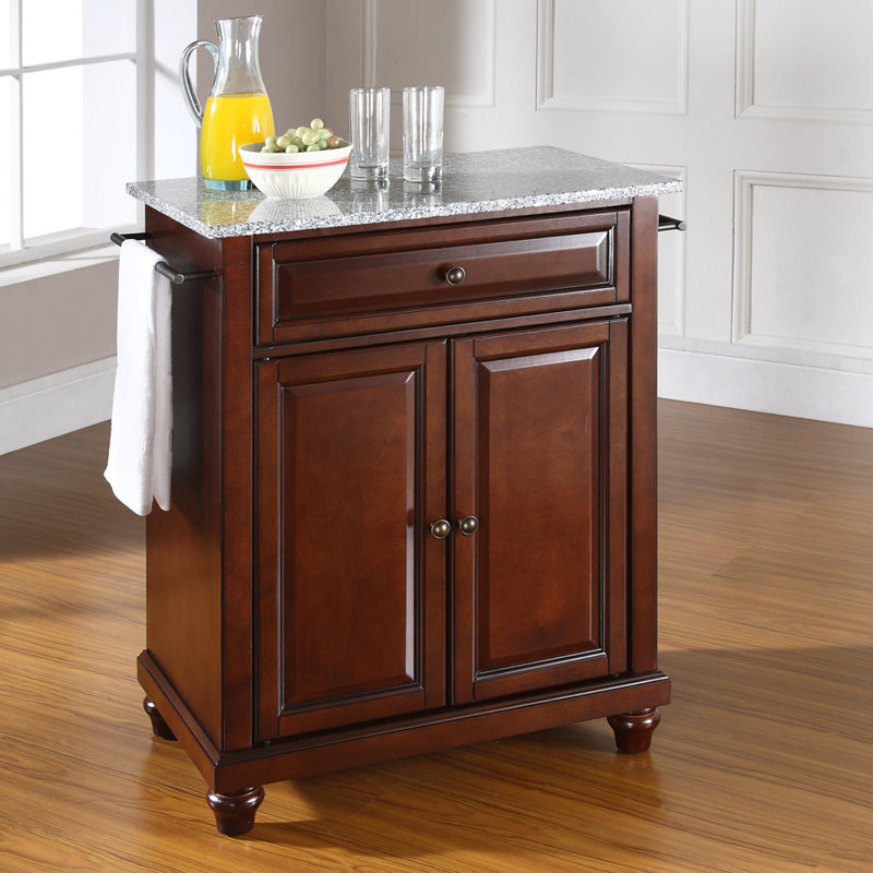 Braylie Granite Top Kitchen Cart, Vintage Mahogany