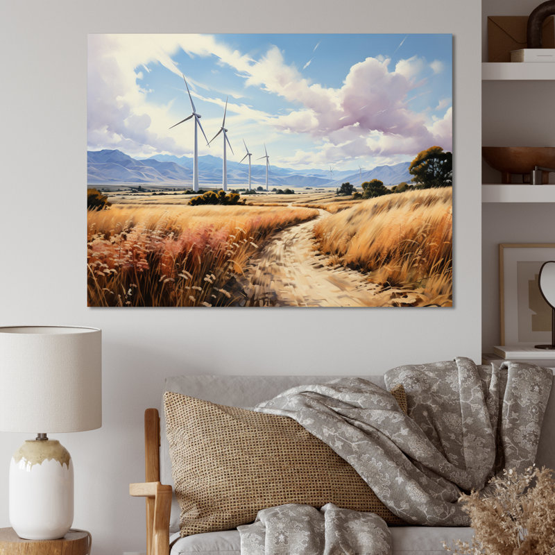 Wind Turbines Sunlit Spin - reproduction sur toile, Toile tendue, H 12 po x l 20 po x P 1 po