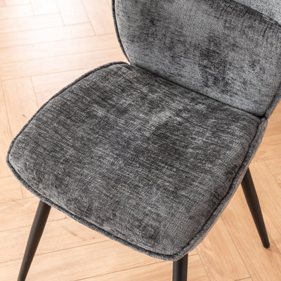 Modern Upholstered Dining Chairs, Chenille Fabric Side Chair, Armless Parsons Chair, Vanity Chair With Metal Legs, -  Corrigan StudioÂ®, 92CCFC4B113C4B78AB289EC6464F7F4F