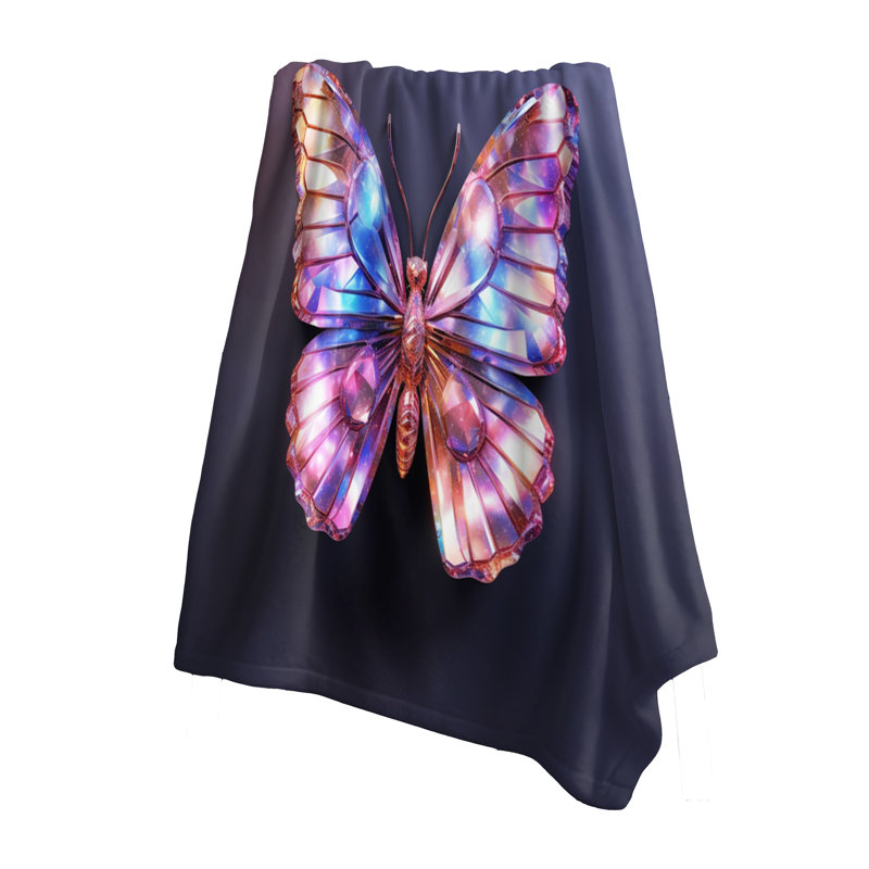 Jeté papillon mauve et rose