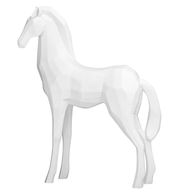  Zigler 13"  Tall Faceted Decorative White Horse Sculpture, Matte White