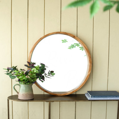 24" X 60" Farmhouse Wood Frame Oval Wall Accent Mirror