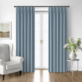 Shay Broad Ticking Stripe Cornflower Cotton Pinch Pleat Drapery Panel Set of 2