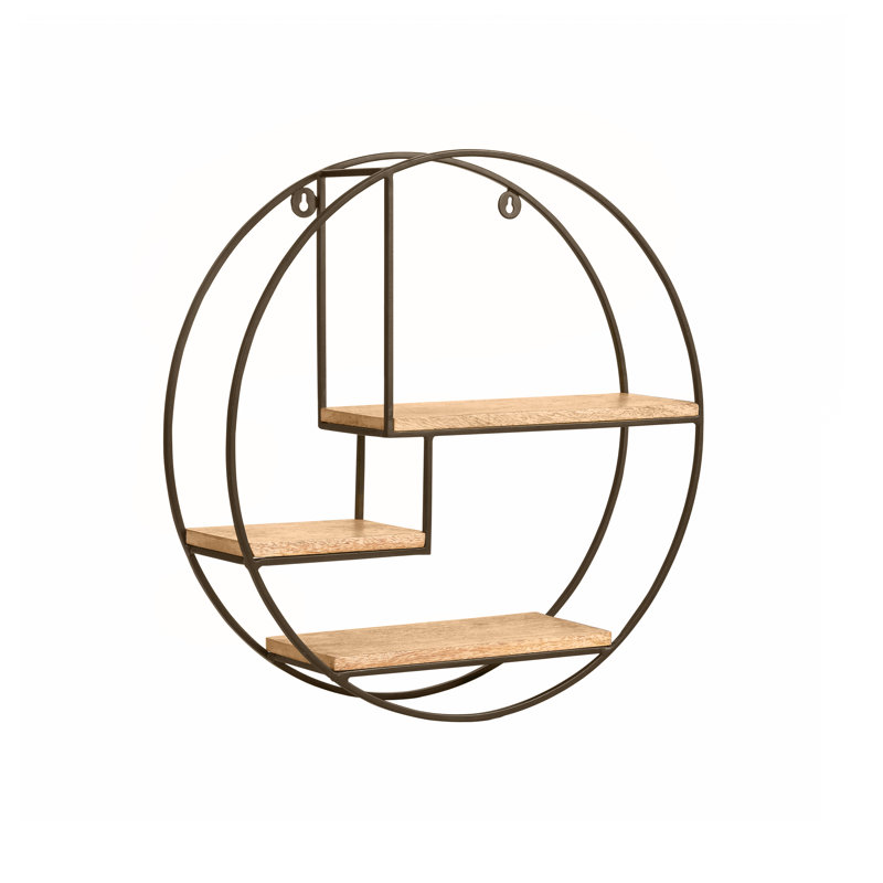 Étagère murale circulaire en bois massif de 3 pièces Aberdeen, Bronze