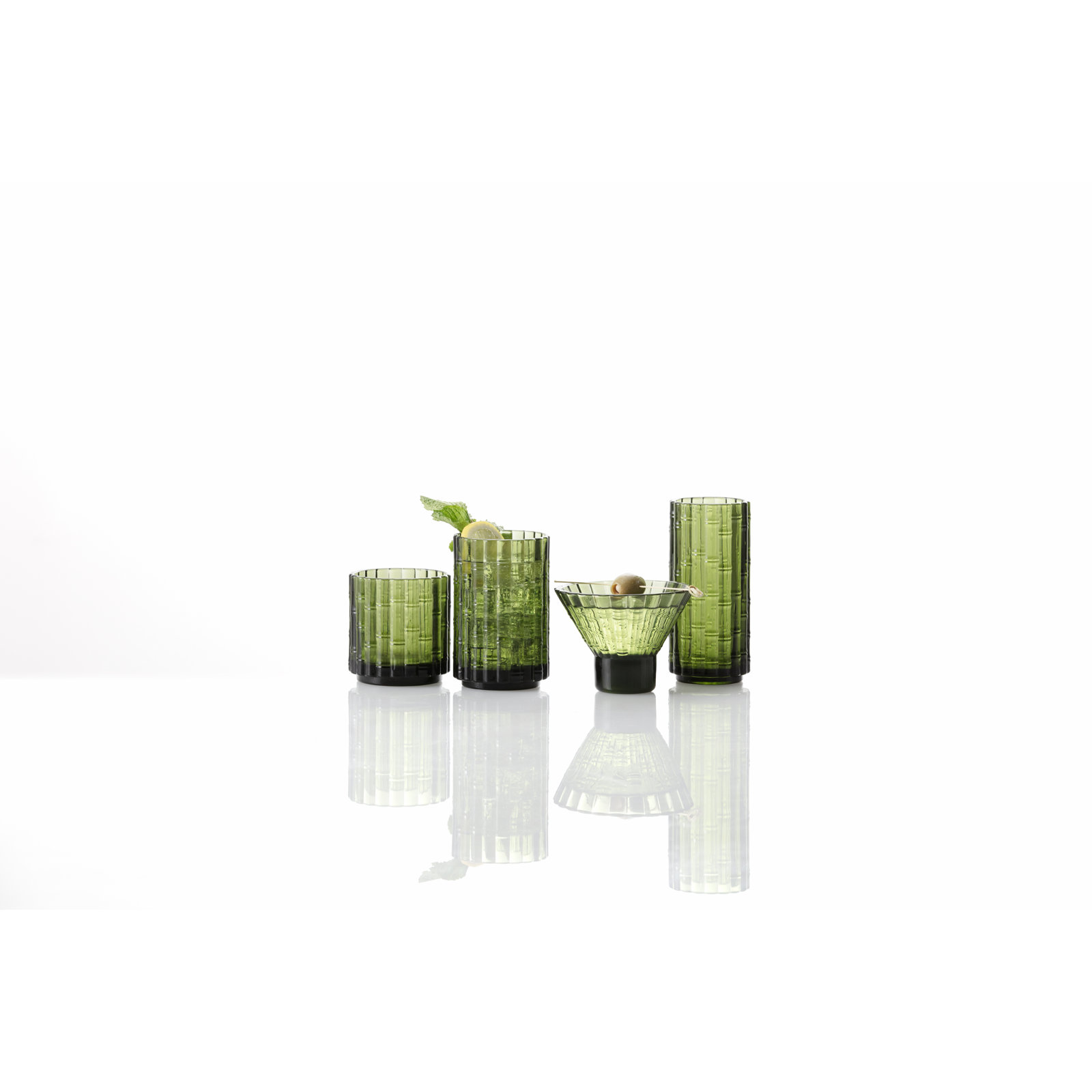 Fortessa Mahalo Stackable Glass, 11 Oz. Double Old Fashioned (Set of 4), Ginger Gold, Palm Green, 11.5 fl oz