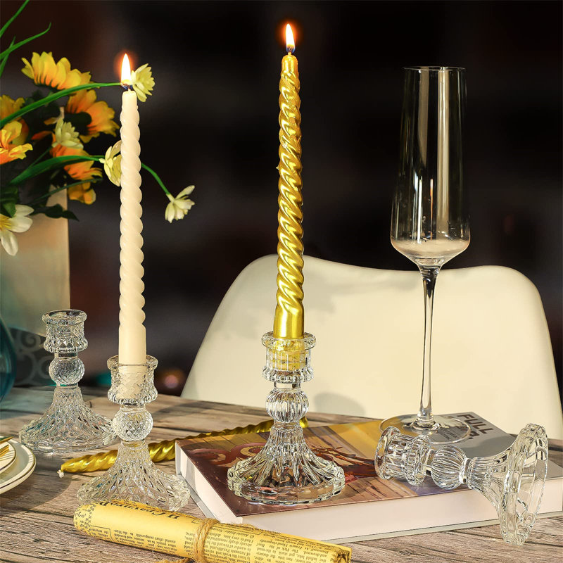 8 Piece Glass Tabletop Candelabra Set