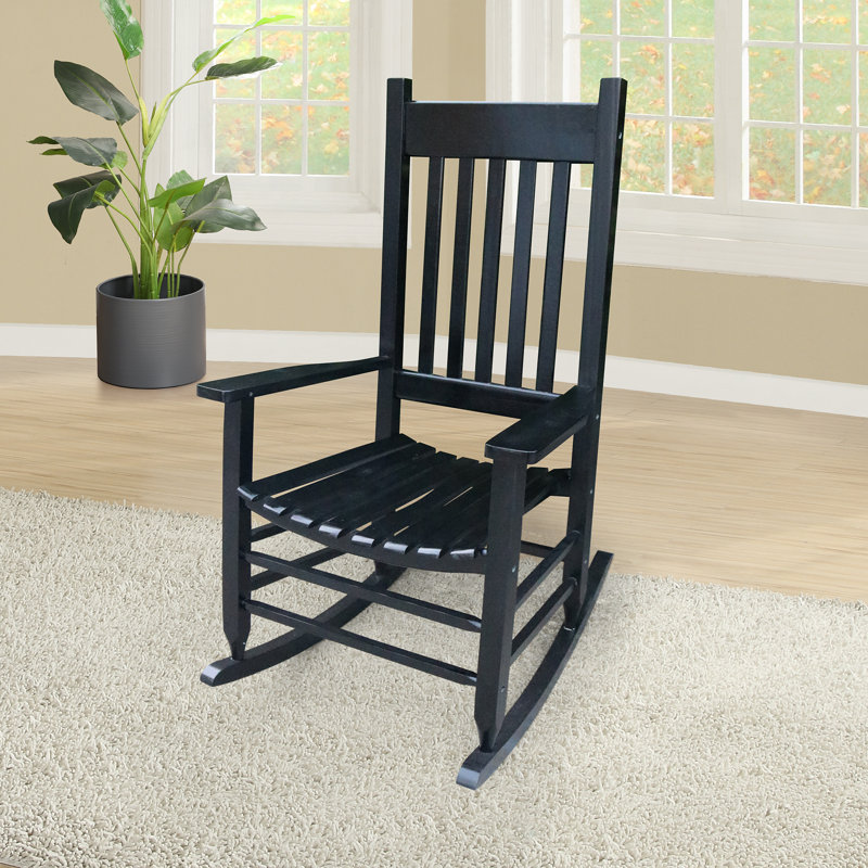 Chaise berçante en bois massif, Noir