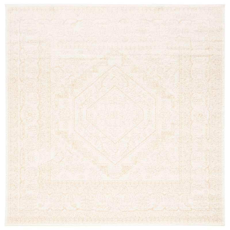 Wadlington Oriental Ivory/Beige Area Rug, Square 8'