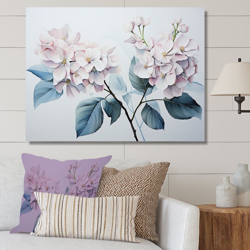 «Grey Minimalisme Hydrangea Delight III - Hydrangea», reproduction d'art sur toile, Toile tendue