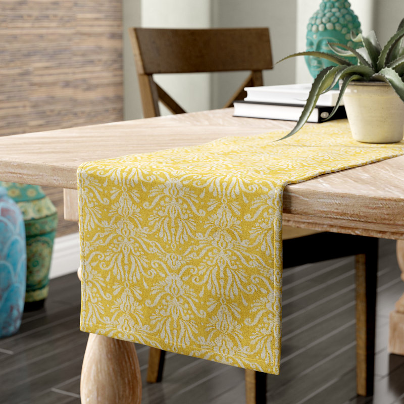 Piner Damask Table Runner, 108" L x 14" D