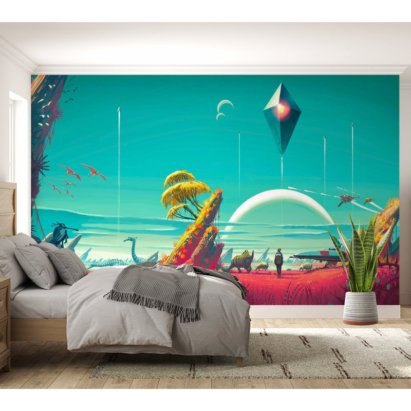 Papier peint de qualité supérieure - Paysage futuriste, L 144 po x l 210 po