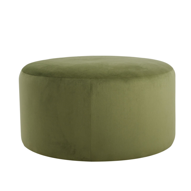 Repose-pieds rembourré rond, Vert olive, Velours