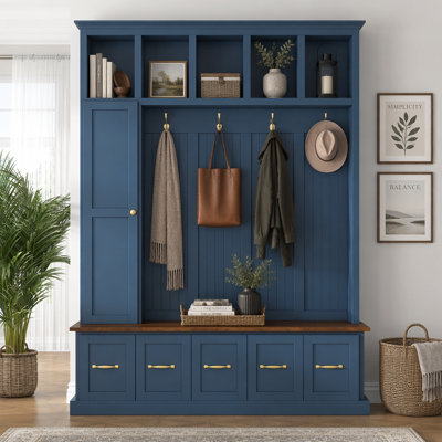 Portemanteau d'entrée avec crochets à manteau, banc à chaussures et armoire de rangement pour la vie organisée