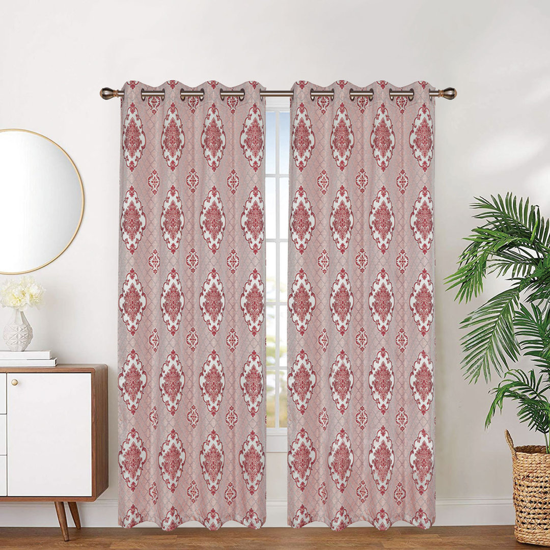 Advika Lined and Interlined Floral Room Darkening Grommet Single Curtain Panel House of Hampton® Curtain 