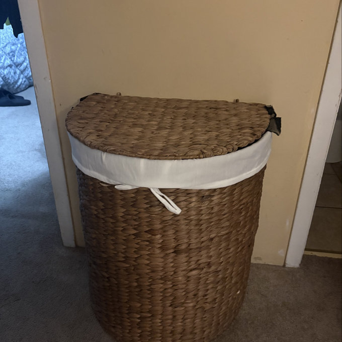 Half Moon Laundry Hamper W/ Lid, Half Round Laundry Basket, W/ Removable Liner & Handles - Chestnut - Chestnut