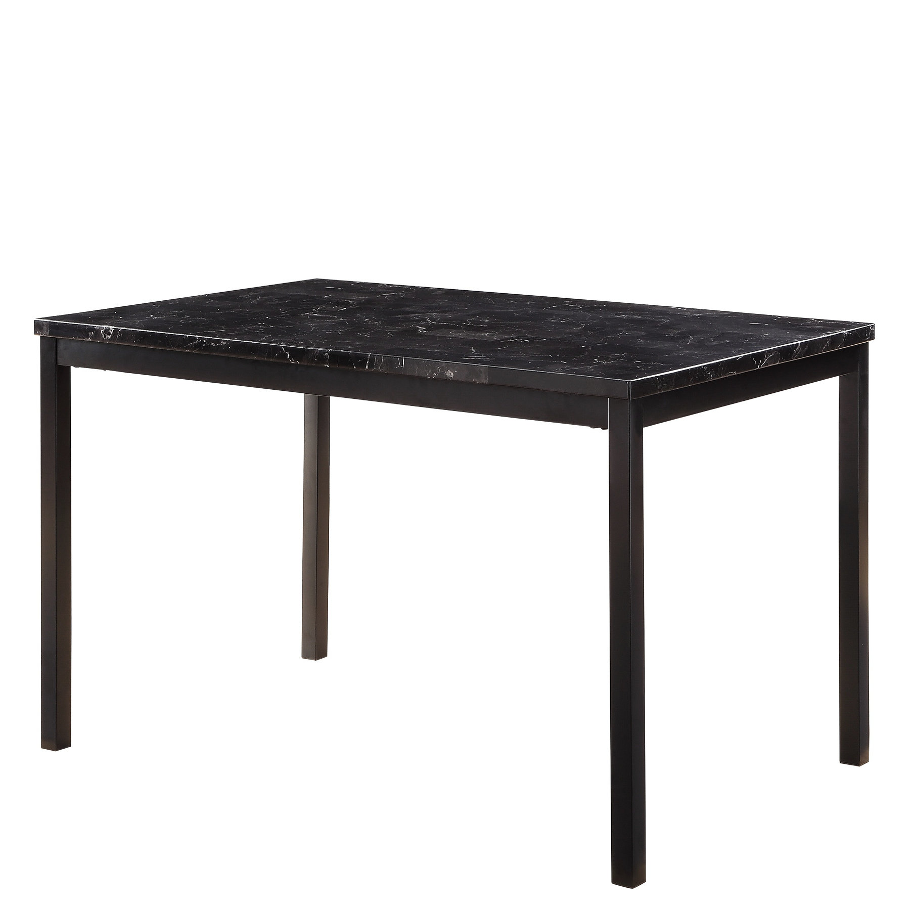 Latitude Run® Elegant 4 Dining Table With Black Faux Marble And Metal ...