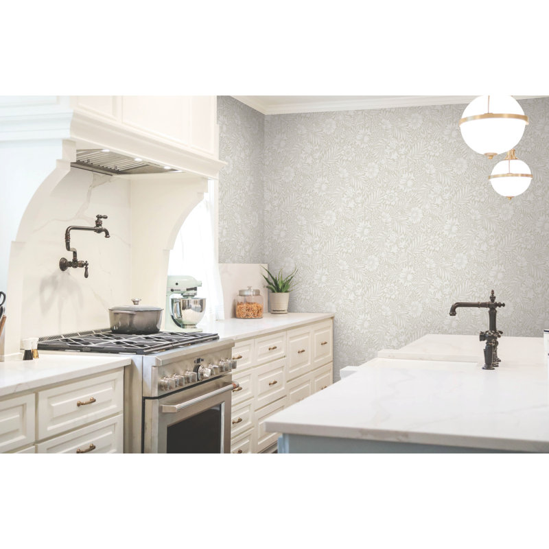 Papier peint adhésif moderne Acanthus, Beige