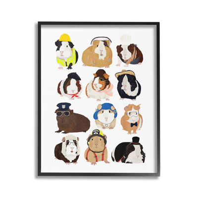 Guinea Pigs Various Uniforms Framed Giclee Art by Hanna Melin