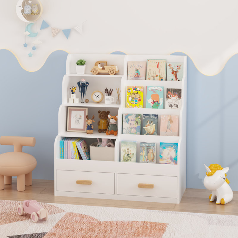 Bibliothèque pour enfants avec tiroirs de rangement et présentoir Hysham