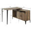 Rustic Oak Writing Desk With Hidden Storage Behind Sliding Barn Door, Metal Leg Frame, Cord Management Kit Pouch Work Door Compartments, Support, Arrangement Case-265127099